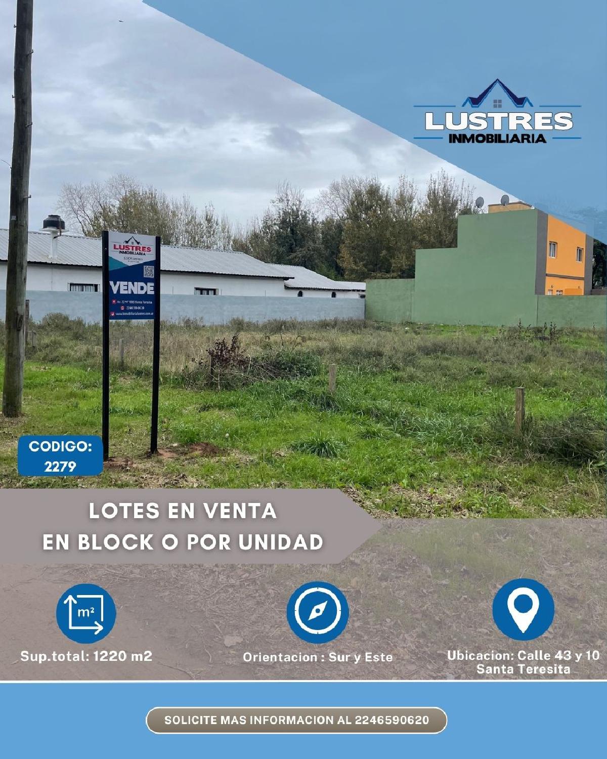 Lotes en bloque o por unidad, Santa Teresita
