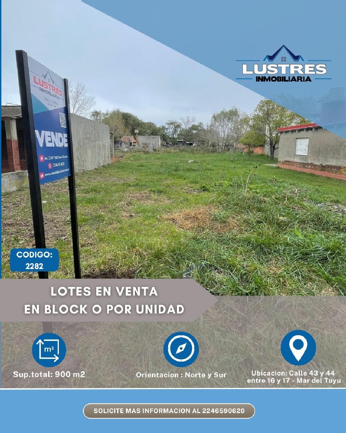Lotes en venta, en bloque o por unidad, Santa Teresita