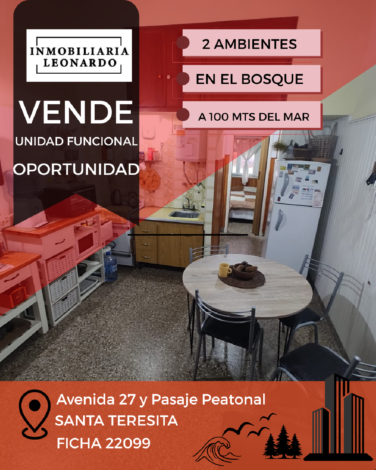 2 AMB. - EN EL BOSQUE - A 100 MTS DEL MAR