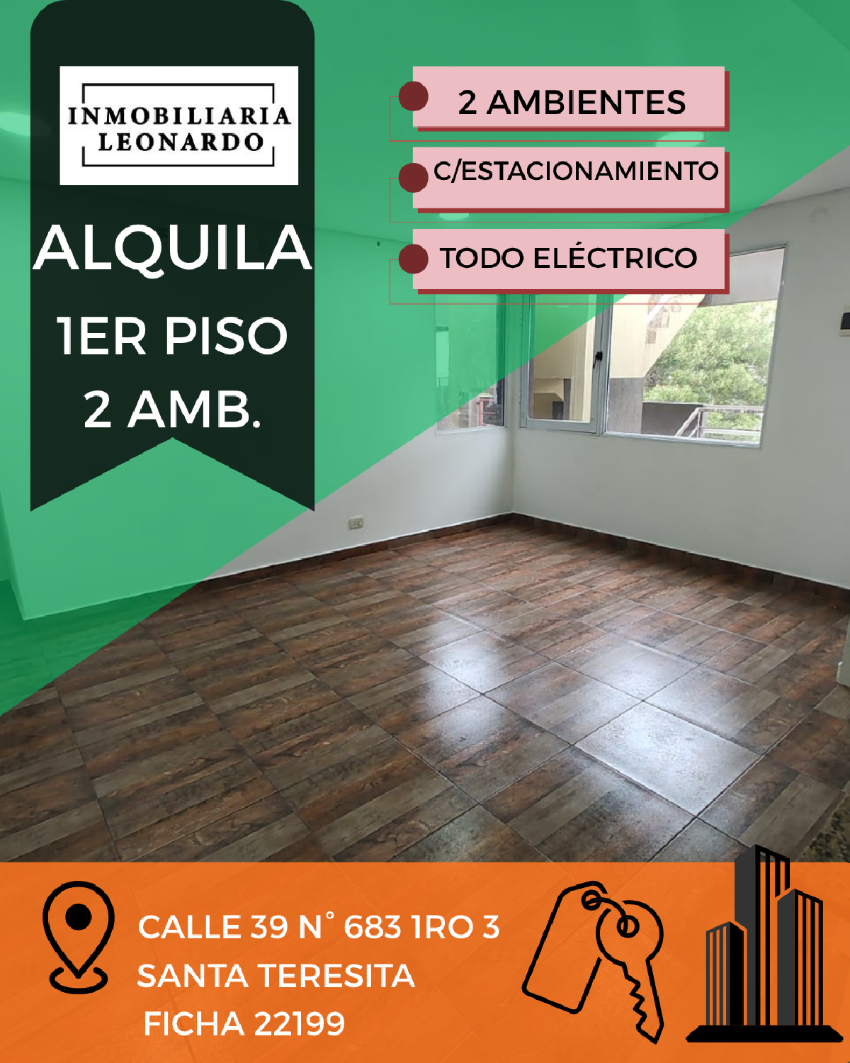 ALQUILER ANUAL - 2 AMB. - C/ESTACIONAMIENTO - SIN MUEBLES