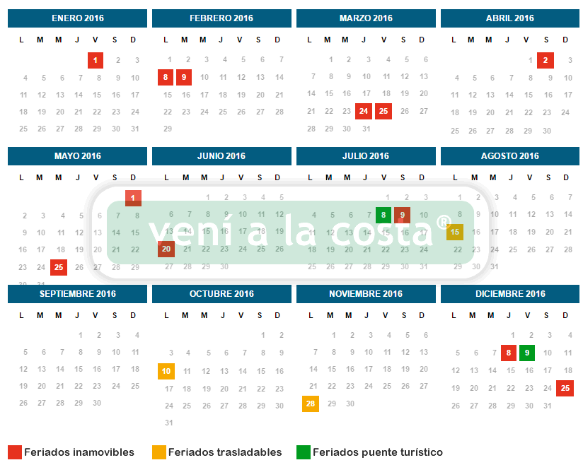 Feriados Nacionales 2016